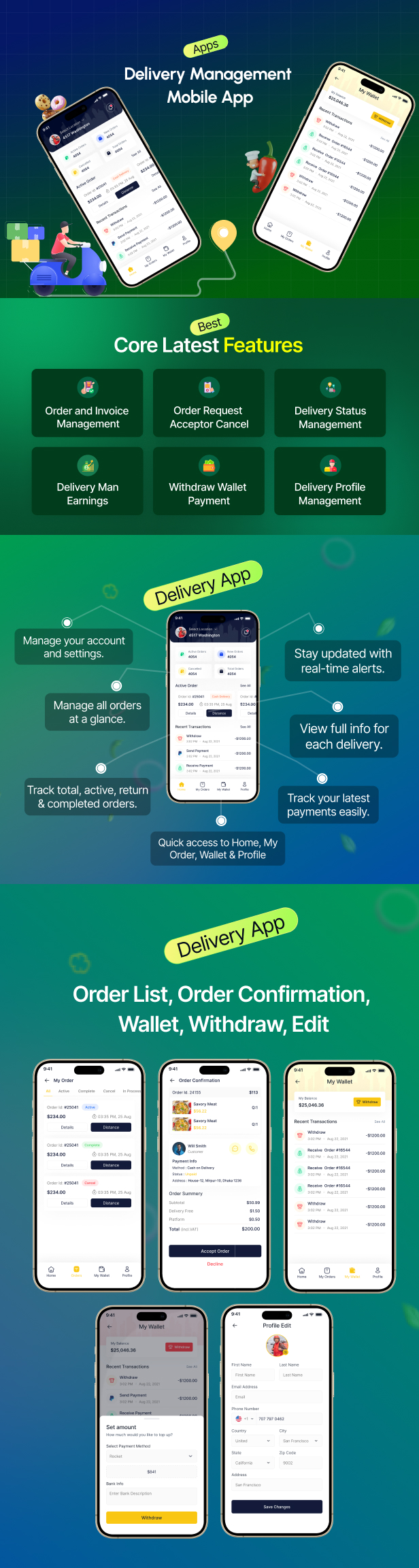 Foodigo - Online Restaurant and Food Ordering Platform Flutter Deliveryman Mobile App