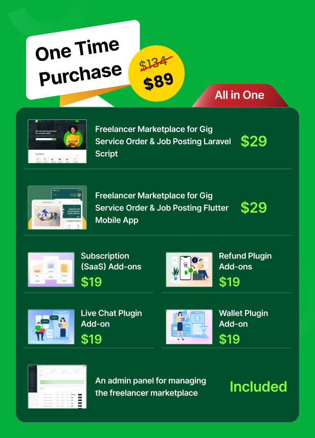 Workzone - Freelancer Marketplace for Service & Job Posting Laravel Script + Mobile App (Bundle)