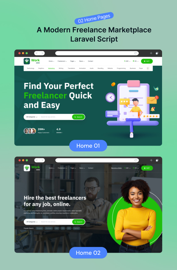 Workzone - Freelancer Marketplace for Service & Job Posting Laravel Script + Mobile App (Bundle)